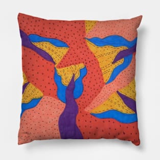 Warm Tones Expressive Abstract Art Pillow