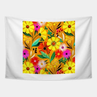 Yellow Sunshine Florals Tapestry