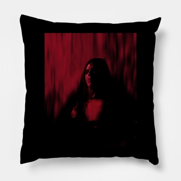 Portrait, digital collage and special processing. Man sitting. Calm but strong. Red. Pillow by 234TeeUser234