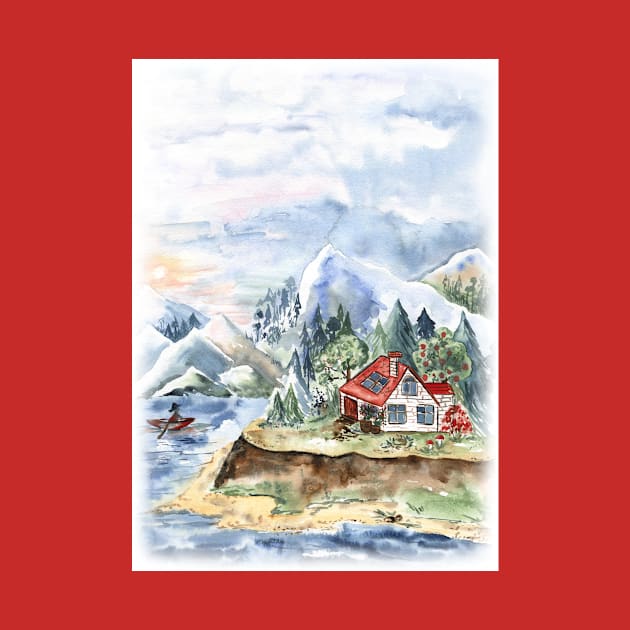 Mountain Landscape Watercolor painting by Flowersforbear