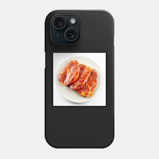 Pork neck slices on a plate Phone Case