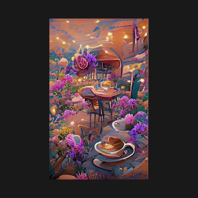 Psychedelic pink floral coffee shop| psychedelic floral coffee by PsychicLove