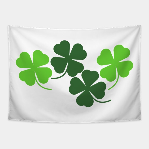 Four Leaf Clover Lucky Shamrocks in White Tapestry by Kelly Gigi