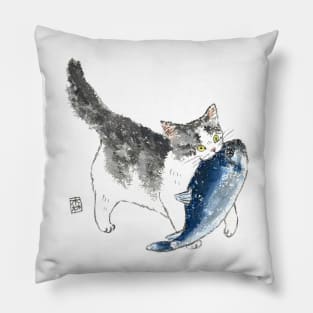 Cat and fish Pillow