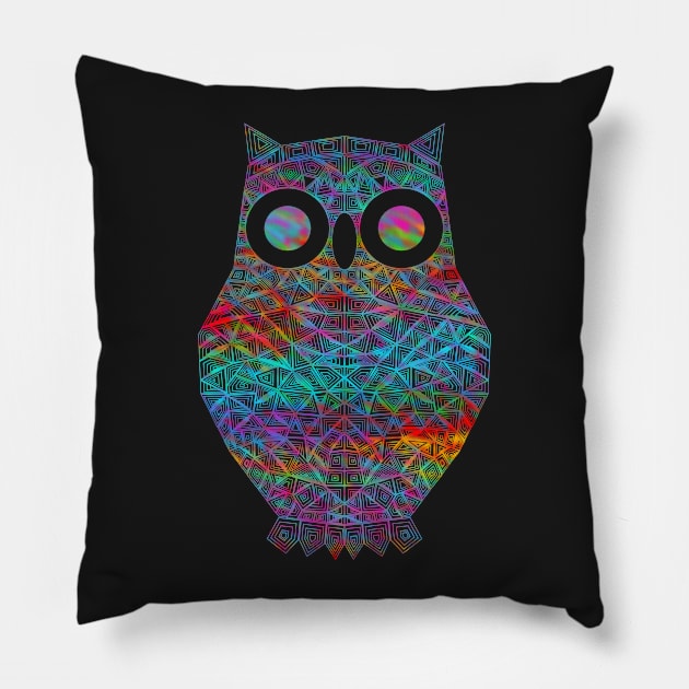 Colorful Geometric Owl Pillow by Shrenk