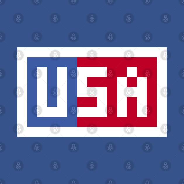 Pixel USA on Red and Blue with a White Border by gkillerb