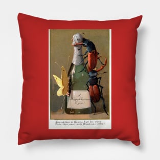 Victorian Christmas Wine and Insects Greetings Pillow