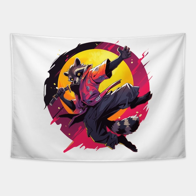 ninja raccoon Tapestry by piratesnow