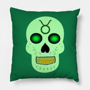 Taurus Star Sign Skull Pillow