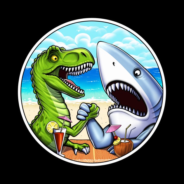 T-Rex Dinosaur Shark Arm Wrestling by underheaven