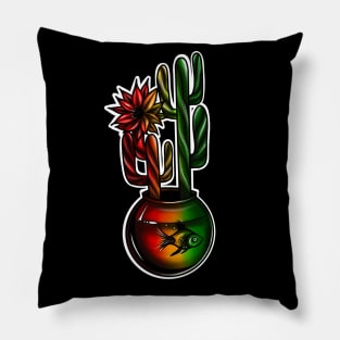 Reggae Cactus with aquarium and Fish Colored Art Pillow