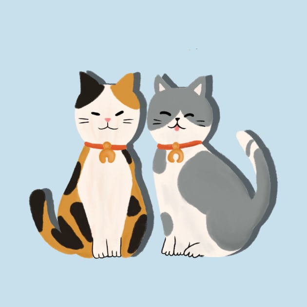 cat two cats by ly.s_art