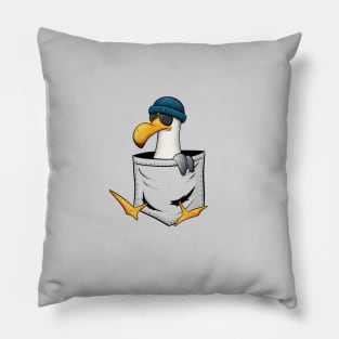 Funky Hipster Sea-Bird with Glasses Seagull In Pocket Pillow