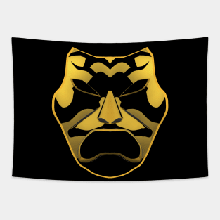 Bronze, Gold and Black Drama Mask (Black Background) Tapestry