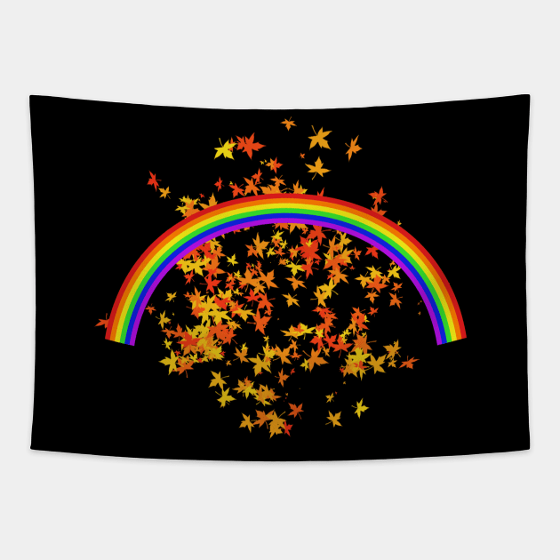 Rainbow Maple Leaves Tapestry by Kristal Stittle