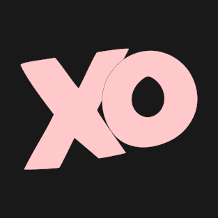 XO hugs and kisses cartoon text art in lite pink T-Shirt