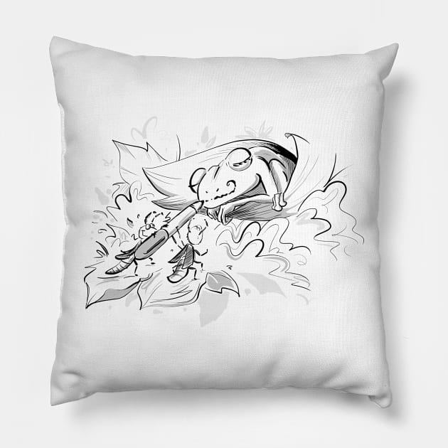 Mischievous Little Bugs & Frog Pillow by Jason's Doodles