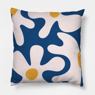 Abstract Flowers Blue White Pillow
