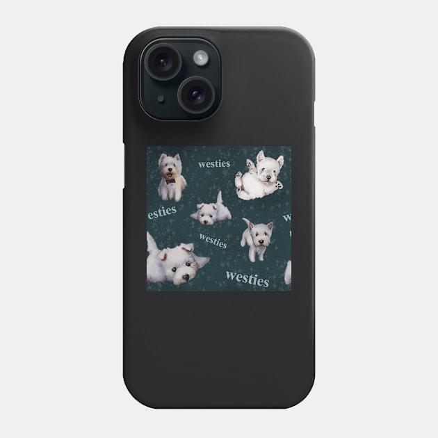 Westies mom dark blue pattern Phone Case by ArtInPi