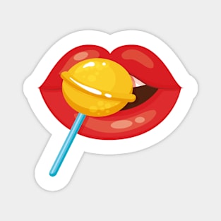 LOLLIPOP MOUTH KAWAII DESIGN ANIME MOUTH SEXY KAOMOJI LIPS EMOTICON CARTOON Magnet