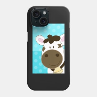 Cute Happy Cow -  Blue Dot and Heart Phone Case