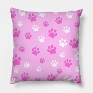 Pink paw prints pattern Pillow