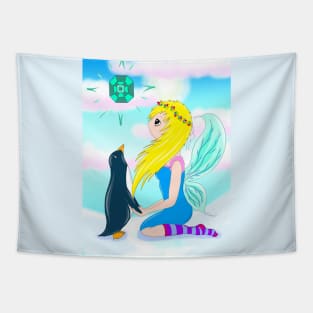 Fairy and penguin friend Tapestry