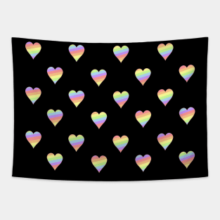 Mini Pastel Rainbow Diagonal Striped Hearts Tapestry