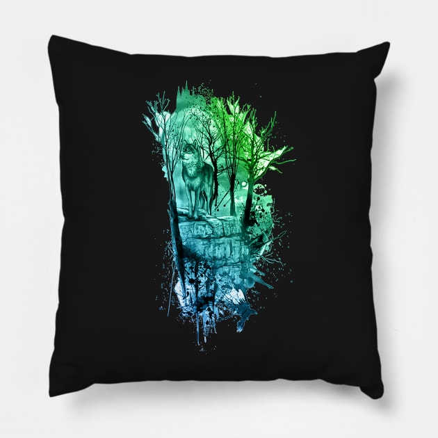 Enchanted Forest Design- Green/Blue Pillow by StylishTayla