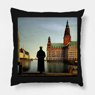 Hamburg in Caspar David Friedrich Style Pillow