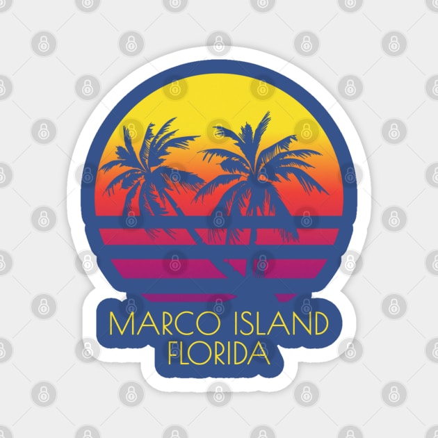 Marco Island Beach Florida Tropical Palm Trees Sunset Vacation Holiday Trip Travel Magnet by Sassee Designs