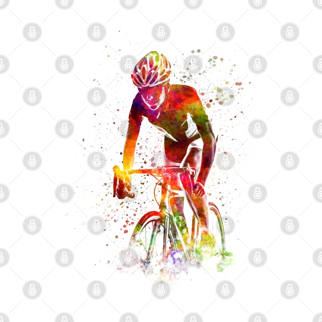 watercolor cycling triathlon by PaulrommerArt