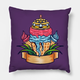 ice cream king illustration Pillow