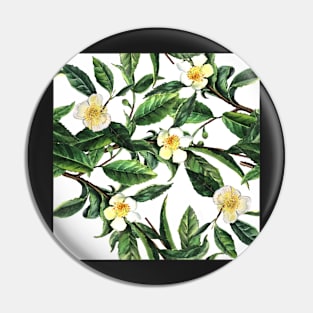 Tea Camellia Watercolor Pattern Pin