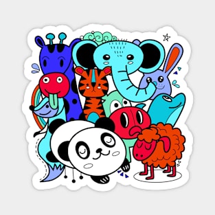 cute cartoon sketch animals Magnet