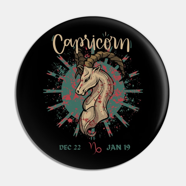 Perfect gift for Capricorn Pin by Ironclaw