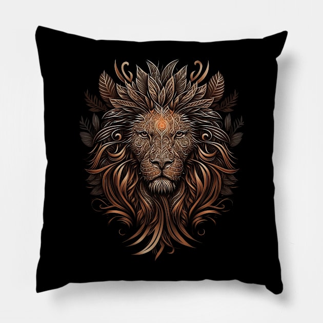 Majestic Tribal Lion Pillow by Tannaidhe's Designs