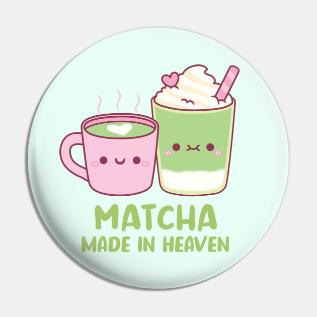Cute Matcha Made In Heaven Tea Pun Pin by rustydoodle