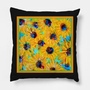 Sensational Golden Sunflowers Pillow