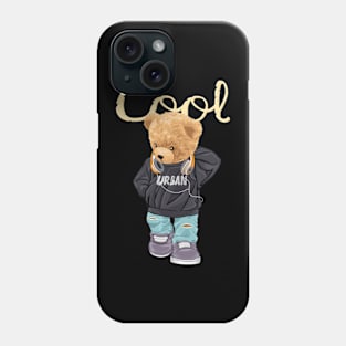 cool teddy bear with headphones Phone Case