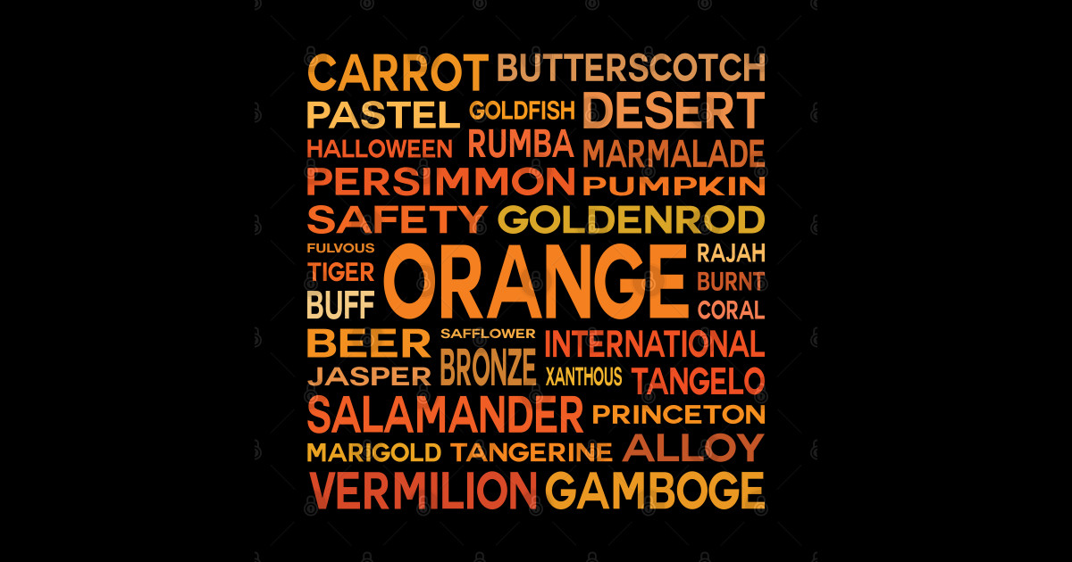 Word Cloud - Shades of Orange (White Background) - Orange - Posters and ...