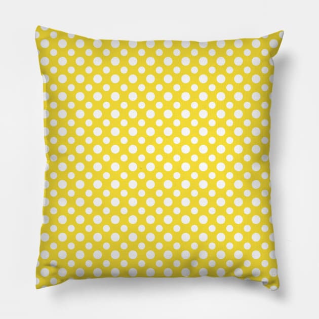 Buttercup yellow spots Pillow by hereswendy