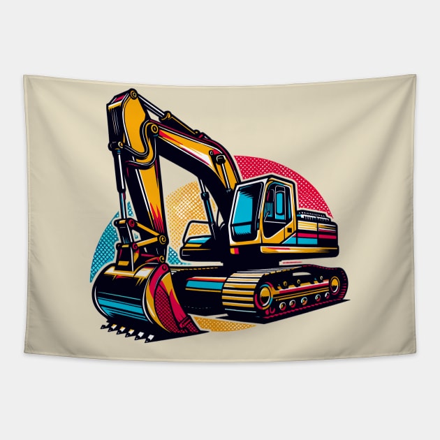 Excavator Tapestry by Vehicles-Art