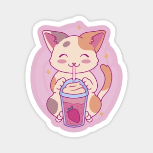 Neko Cat Strawberry Tea Milkshake | Japanese Anime Kawaii Magnet