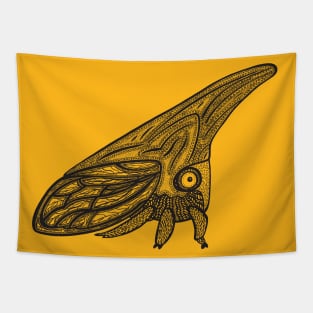Treehopper Ink Art - super cute insect design - on yellow Tapestry