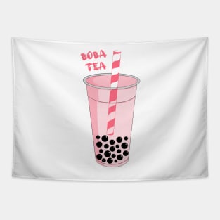 Pink Boba Tea Tapestry