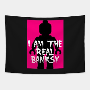 Black Minifig with "I am the Real Banksy" Tapestry