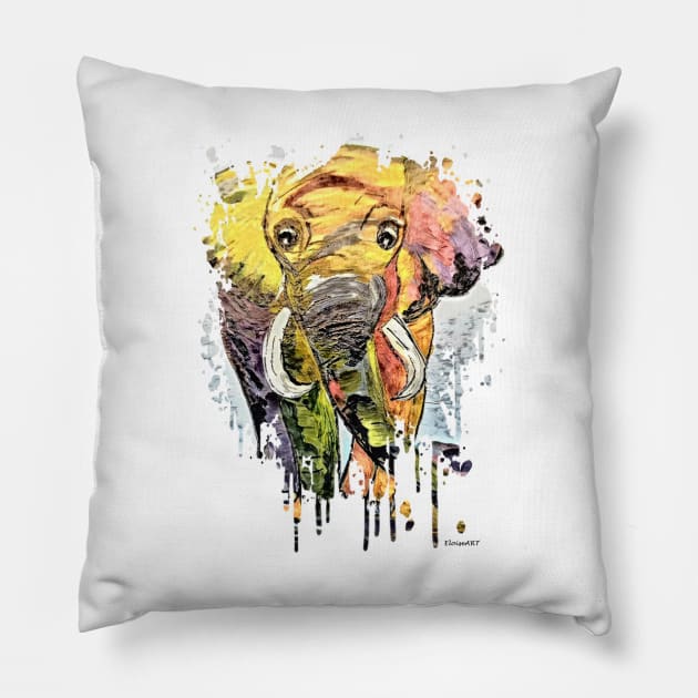 Elephant in the Shadows Pillow by EloiseART