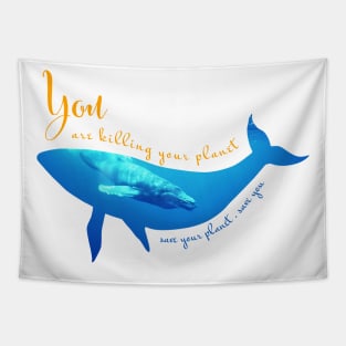 KILLING WHALE (blue) Tapestry