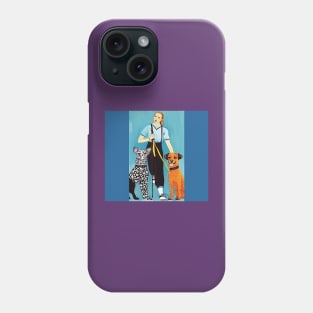 Girl walking her dogs Phone Case